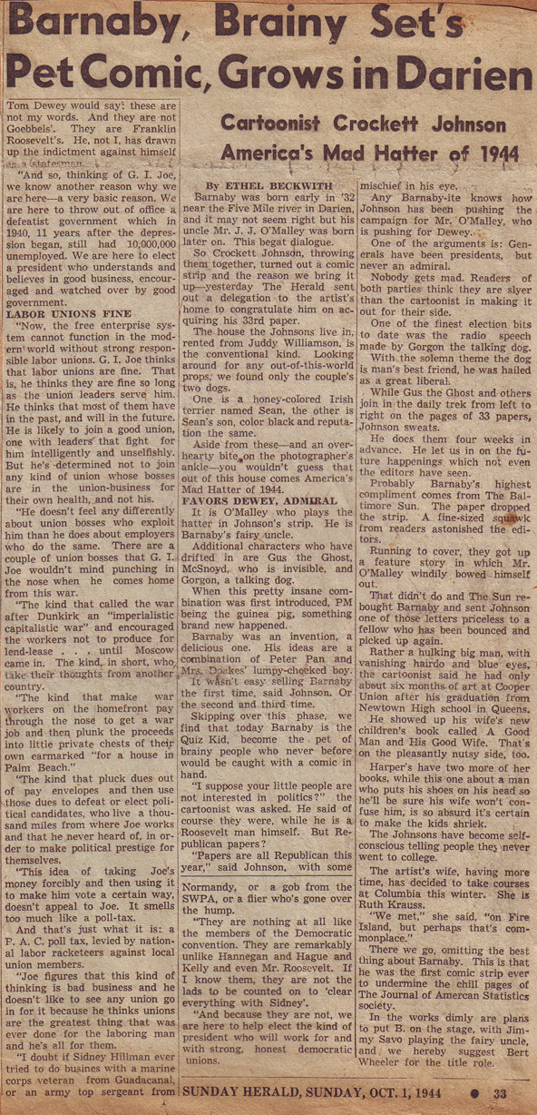 Ethel Beckwith's article about Johnson and Krauss, October 1944 Ethel Beckwith's article about Johnson and Krauss, October 1944