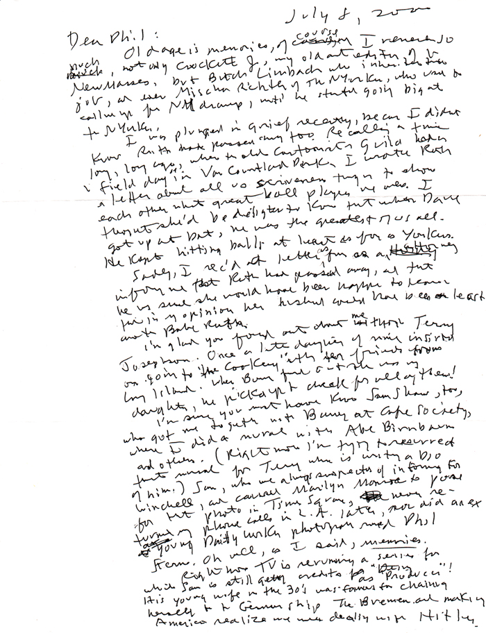 Syd Hoff, letter to Philip Nel, 8 July 2000 Syd Hoff, letter to Philip Nel, 8 July 2000