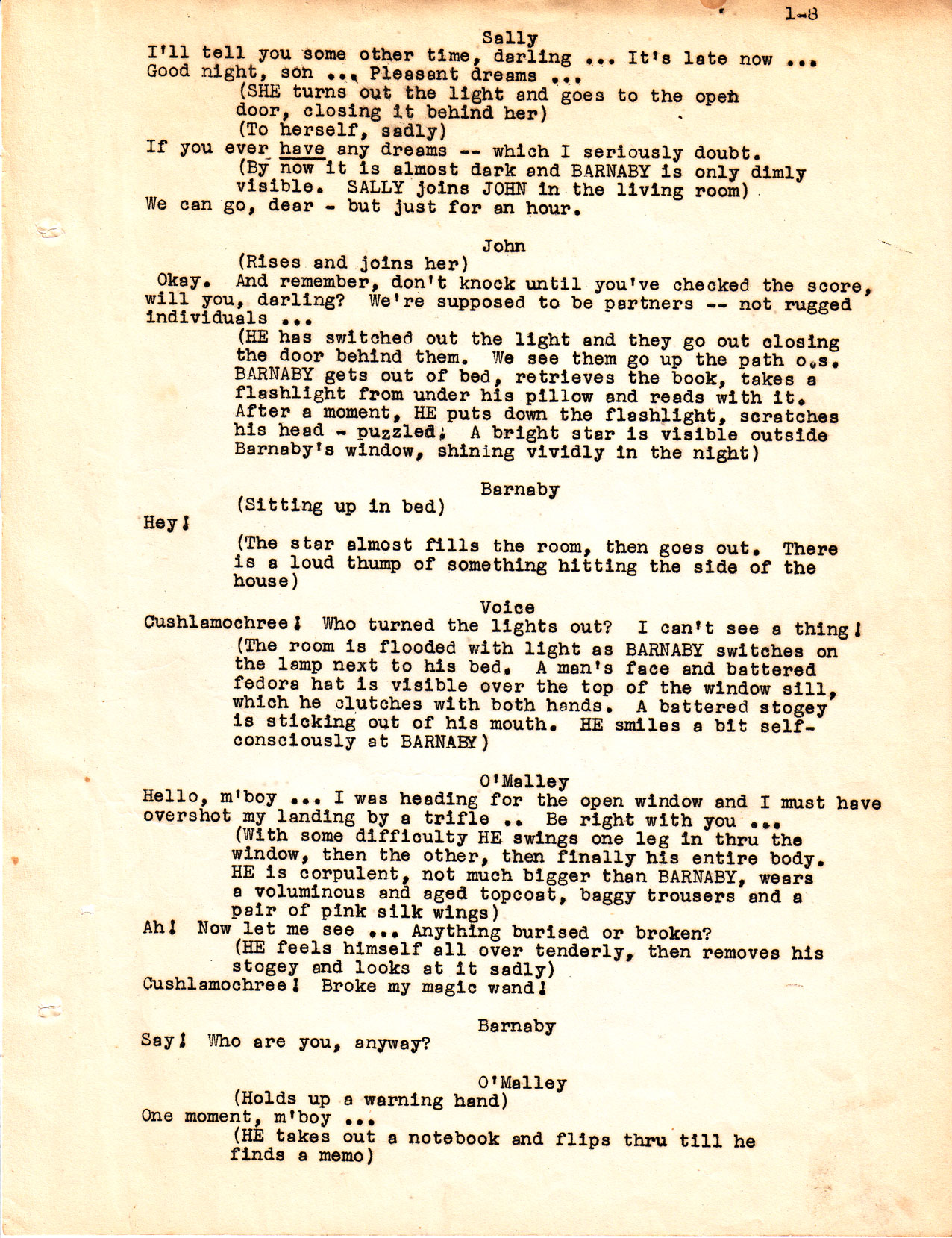 Jerome Chodorov, Barnaby and Mr. O'Malley, Act I, page 8 Jerome Chodorov, Barnaby and Mr. O'Malley, Act I, page 8