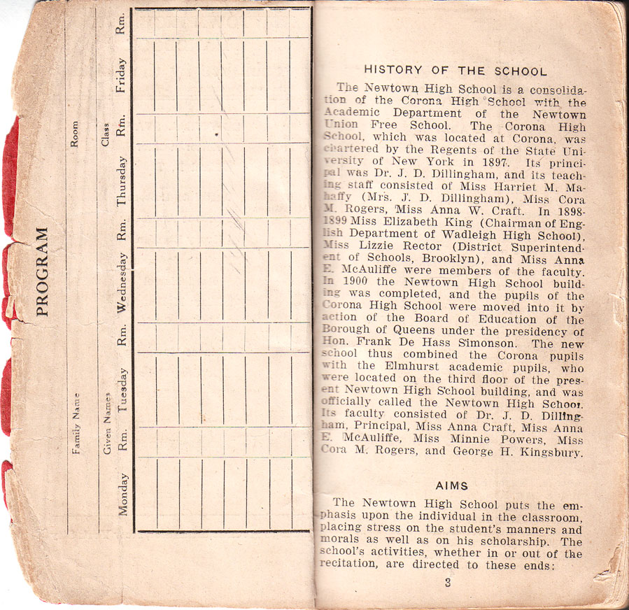 Newtown High School Handbook, 1921-1923: pp. 2-3 Newtown High School Handbook, 1921-1923: pp. 2-3