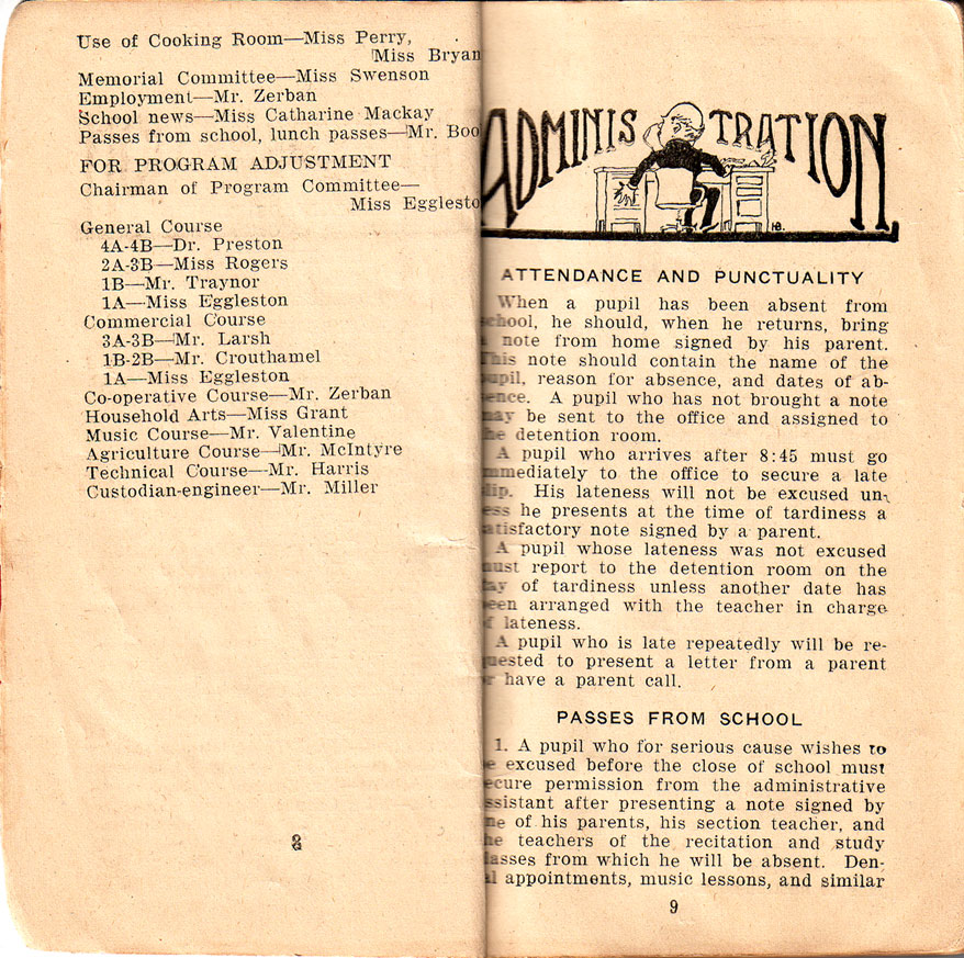 Newtown High School Handbook, 1921-1923: pp. 8-9 Newtown High School Handbook, 1921-1923: pp. 8-9