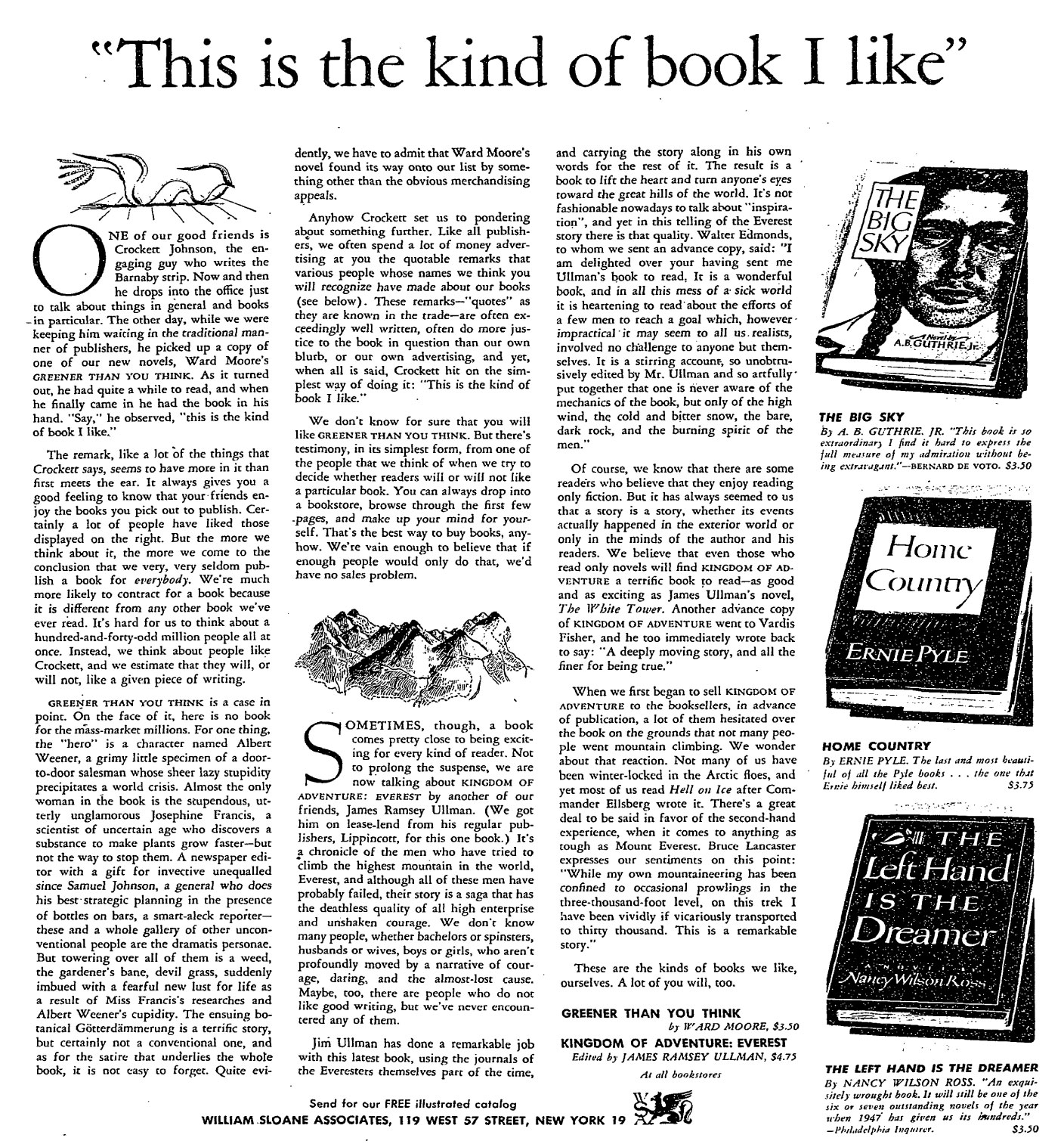 William Sloane Associates: advertisement, New York Times, 26 Oct. 1947 William Sloane Associates: advertisement, New York Times, 26 Oct. 1947
