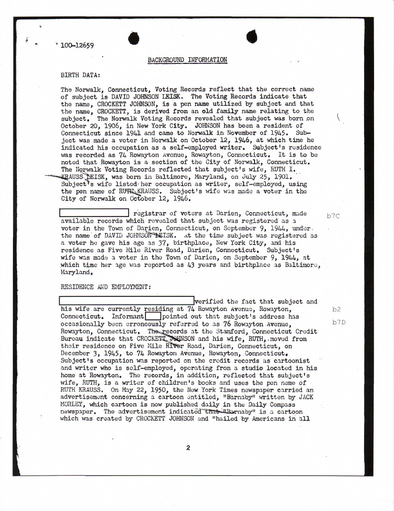 Crockett Johnson's FBI file, page 10 Crockett Johnson's FBI file, page 10