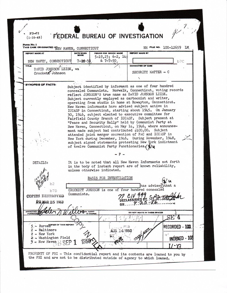 Crockett Johnson's FBI file, page 9 Crockett Johnson's FBI file, page 9