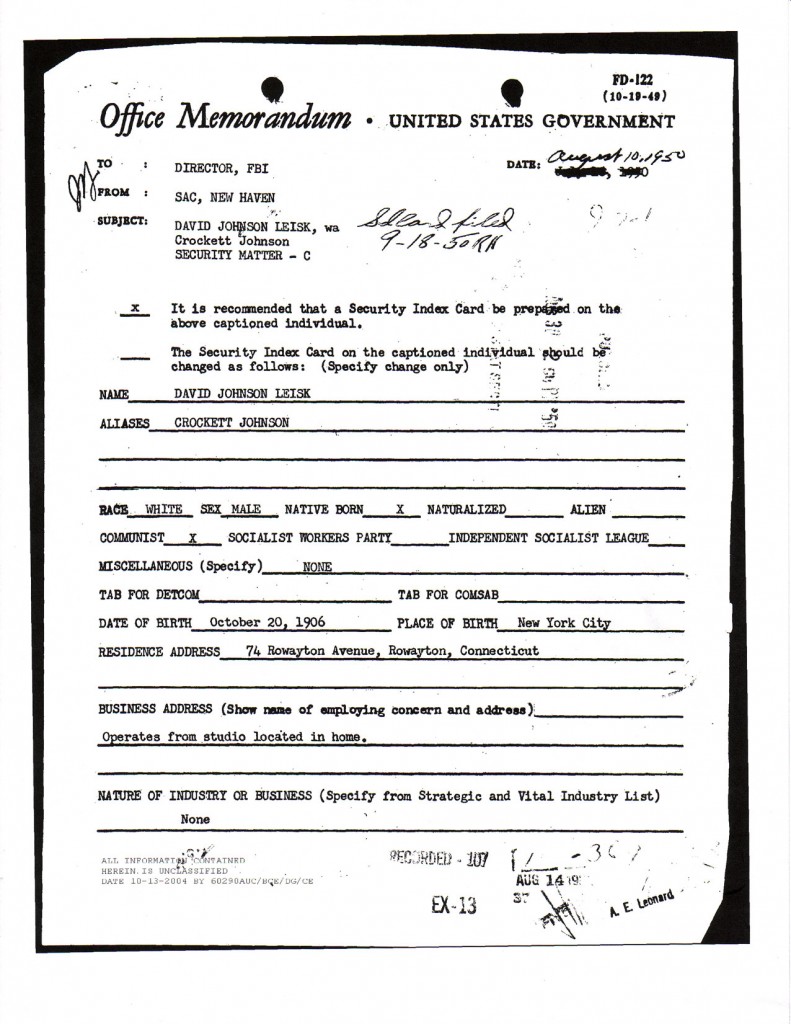 Crockett Johnson's FBI file, page 8 Crockett Johnson's FBI file, page 8
