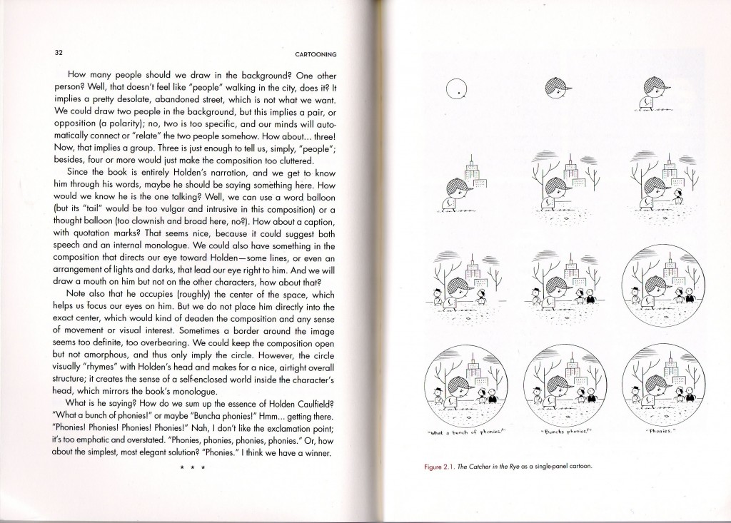 From Ivan Brunetti's Cartooning Philosophy and Practice (2007, 2011): The Catcher in the Rye as a single-panel comic From Ivan Brunetti's Cartooning Philosophy and Practice (2007, 2011): The Catcher in the Rye as a single-panel comic