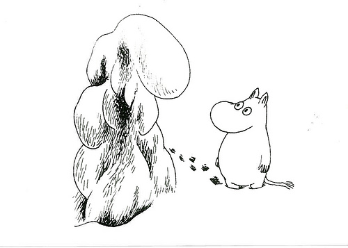 Moomintroll in Tove Jansson's Moominland Midwinter Moomintroll in Tove Jansson's Moominland Midwinter