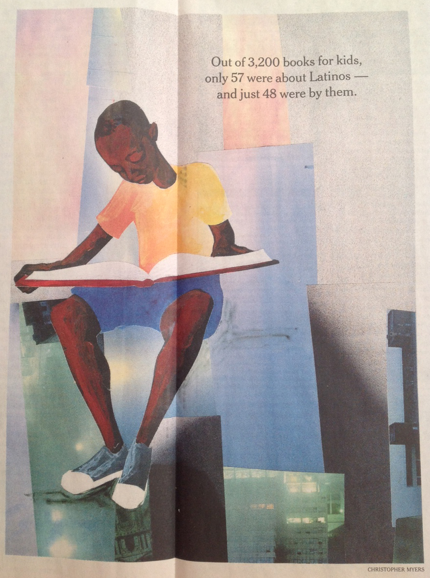 Christopher Myers, Where Are the People of Color in Children's Books? (art, photographed, from New York Times, 16 Mar. 2014)