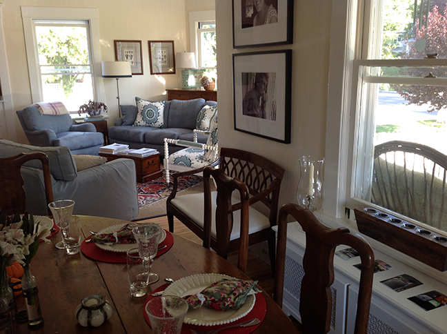 front room, 74 Rowayton Ave., 2014: view of where Nina Rowand Wallace's desk was, from Crockett Johnson's vantage point, 1954